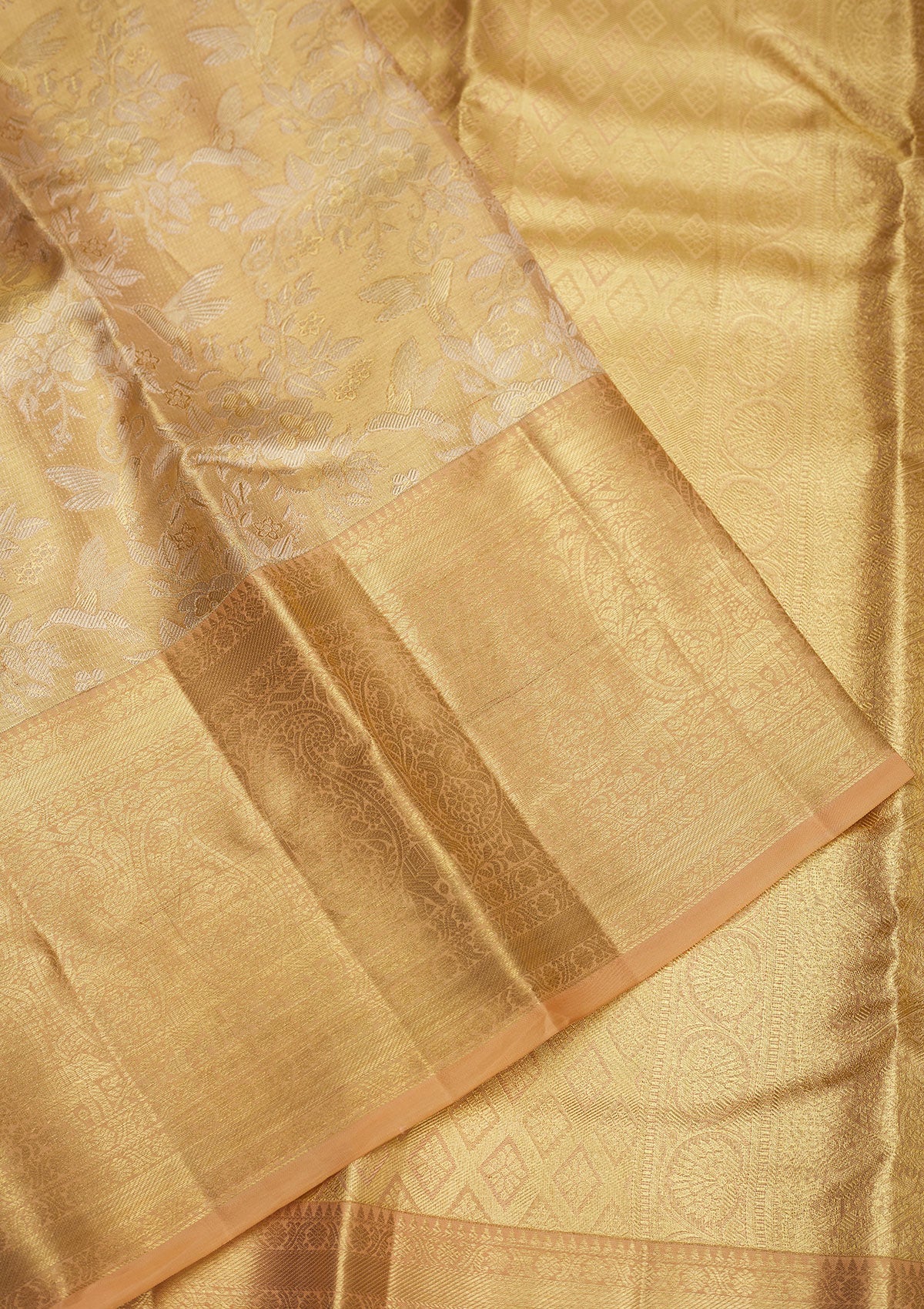 Beige Zariwork Pure Silk Saree-Koskii