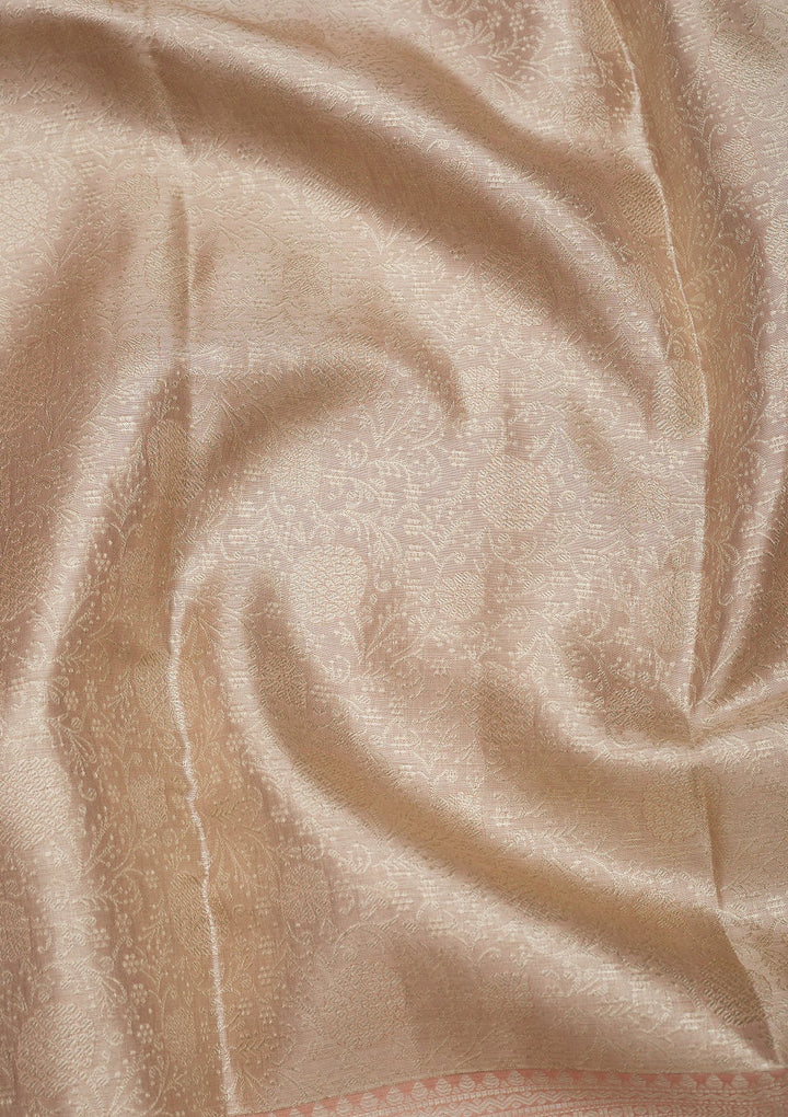 Beige Zariwork Pure Silk Saree-Koskii