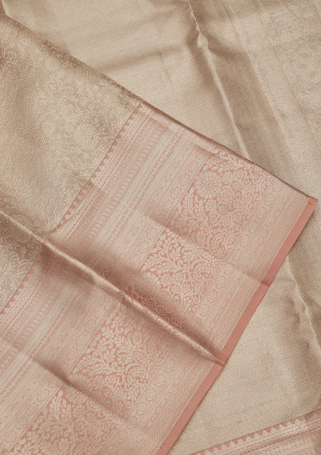 Beige Zariwork Pure Silk Saree-Koskii