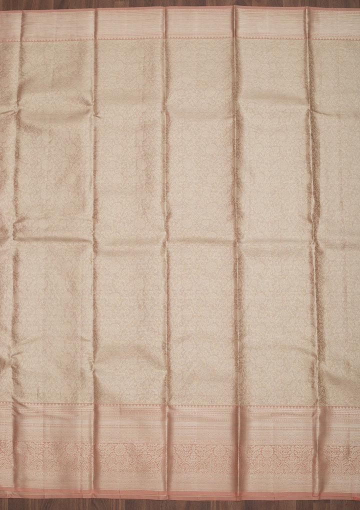 Beige Zariwork Pure Silk Saree-Koskii