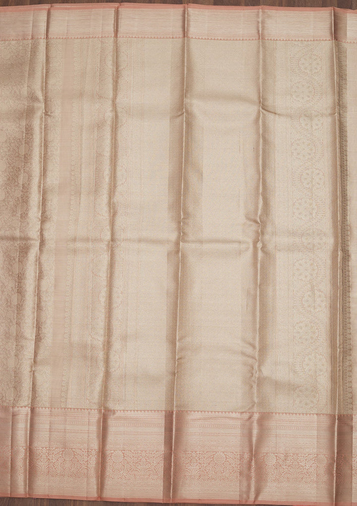 Beige Zariwork Pure Silk Saree-Koskii