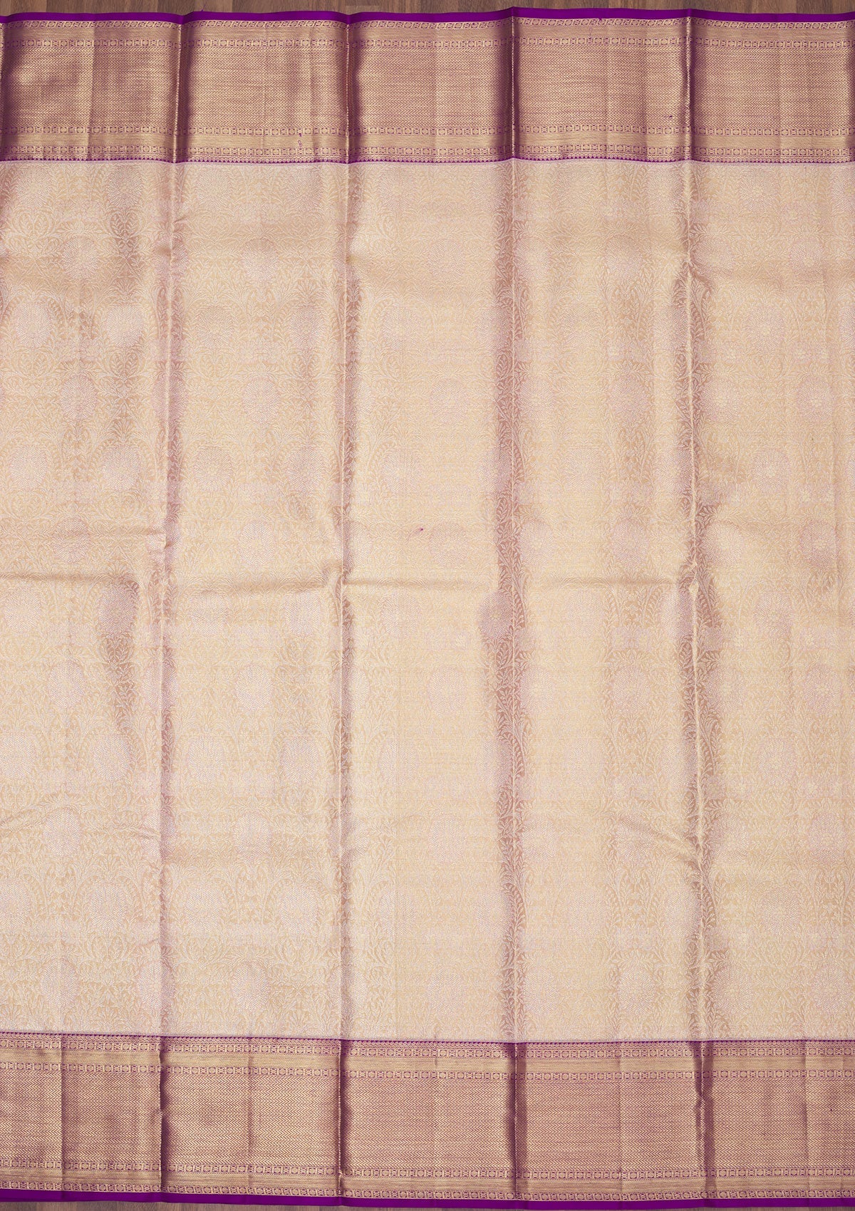 Beige Zariwork Pure Silk Saree-Koskii