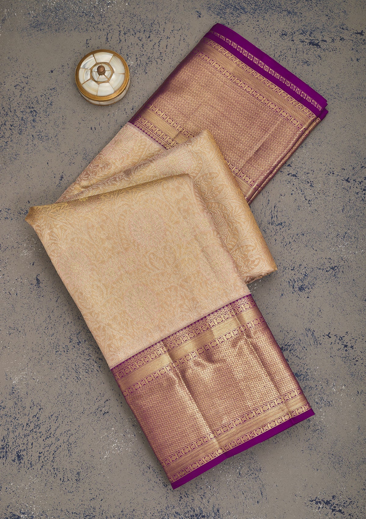 Beige Zariwork Pure Silk Saree-Koskii