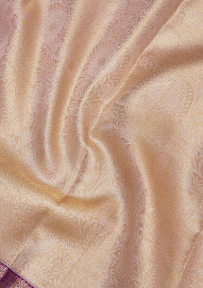 Beige Zariwork Pure Silk Saree-Koskii
