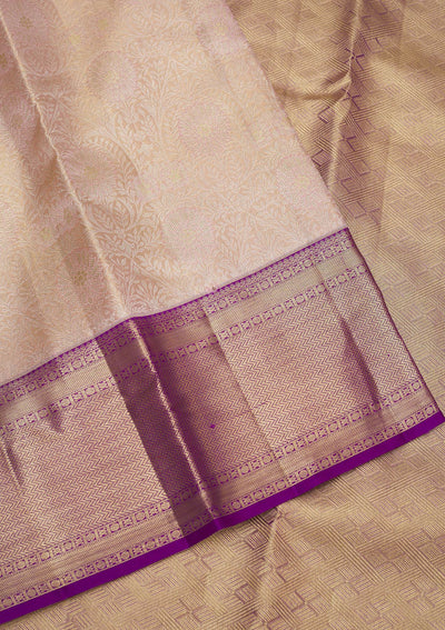 Beige Zariwork Pure Silk Saree-Koskii