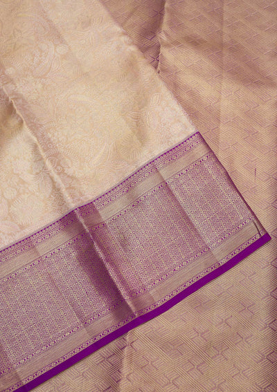 Beige Zariwork Pure Silk Saree-Koskii