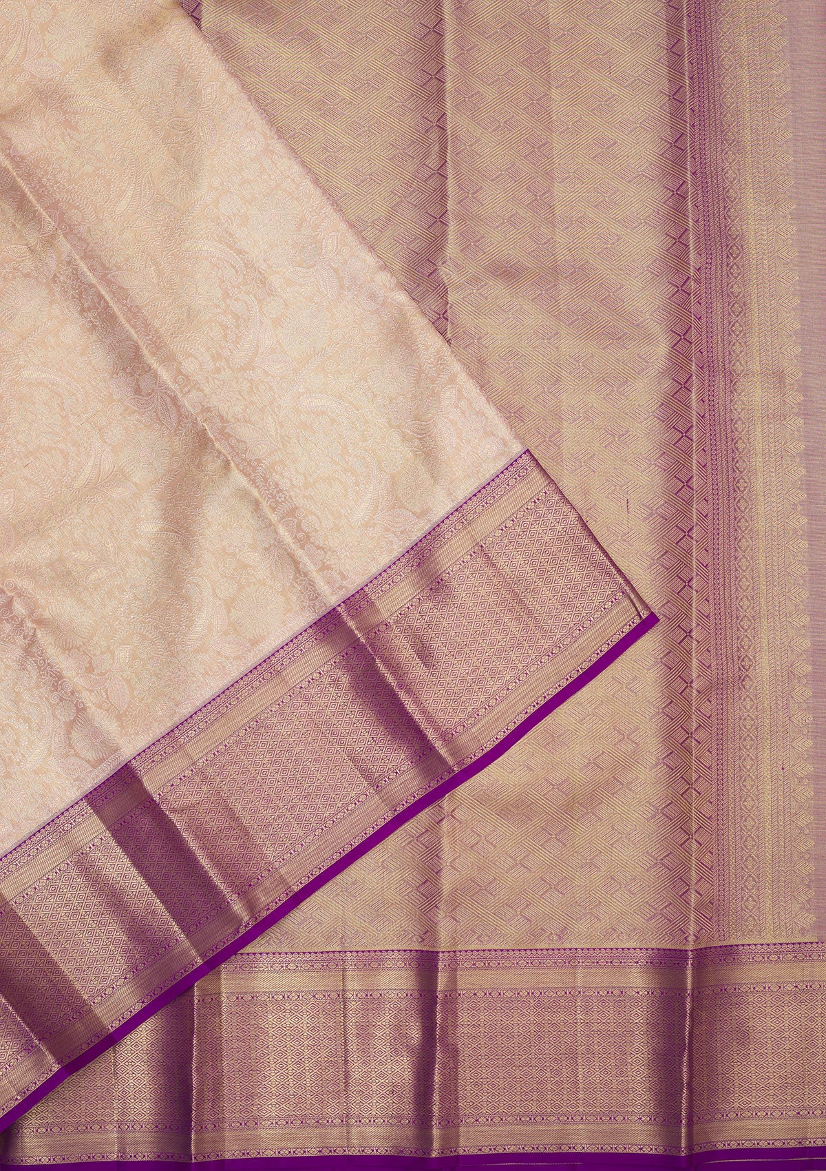 Beige Zariwork Pure Silk Saree-Koskii