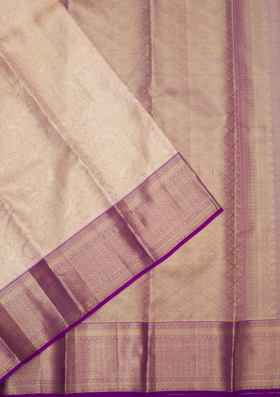 Beige Zariwork Pure Silk Saree-Koskii