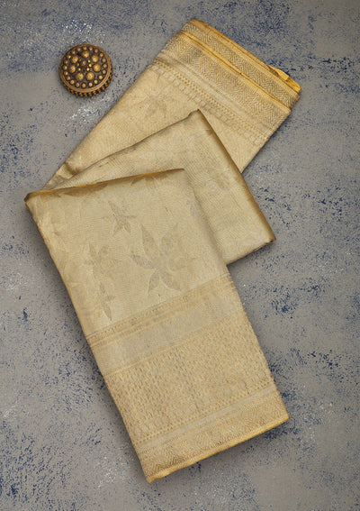 Beige Zariwork Pure Silk Saree-Koskii