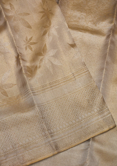 Beige Zariwork Pure Silk Saree-Koskii