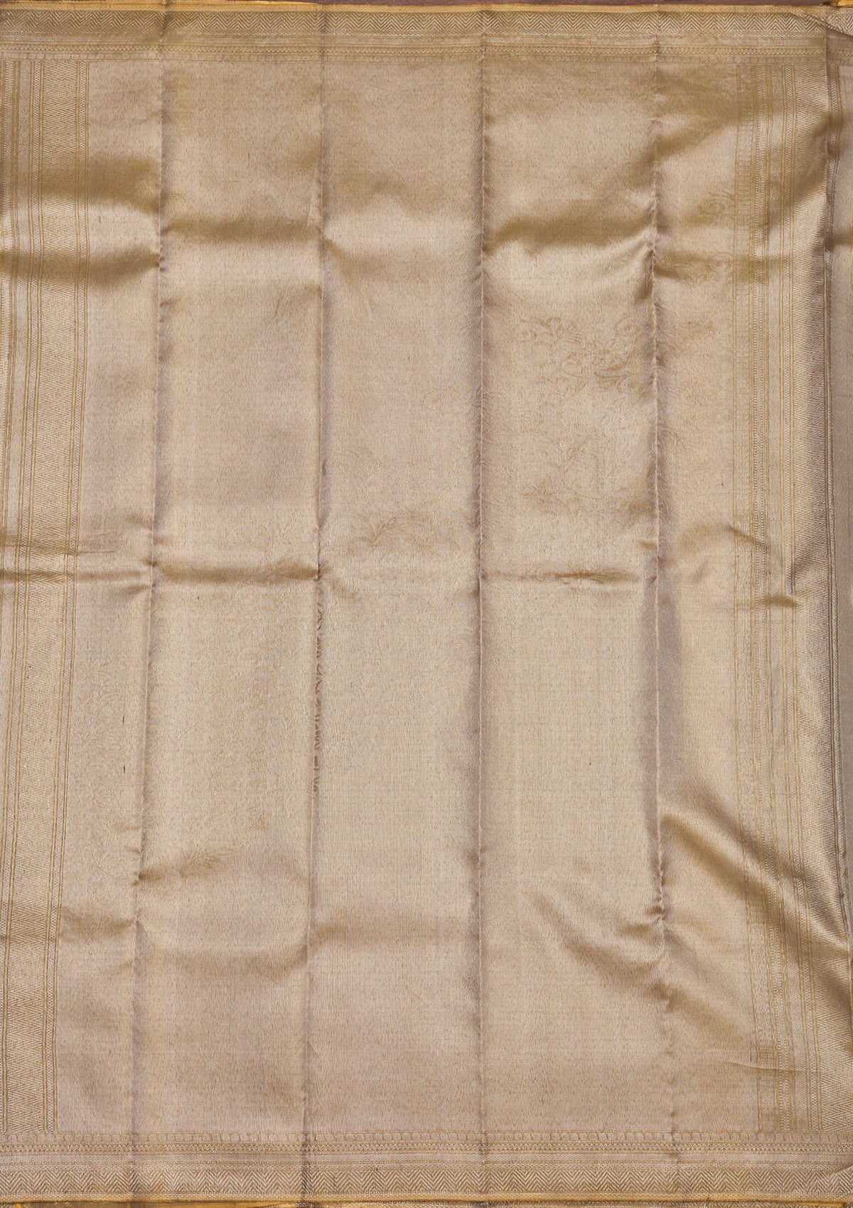 Beige Zariwork Pure Silk Saree-Koskii