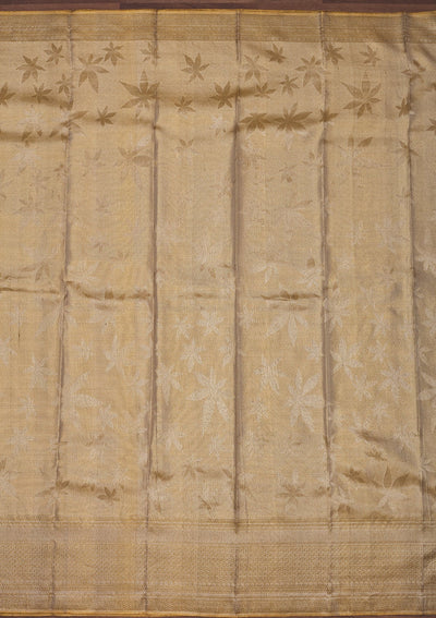 Beige Zariwork Pure Silk Saree-Koskii