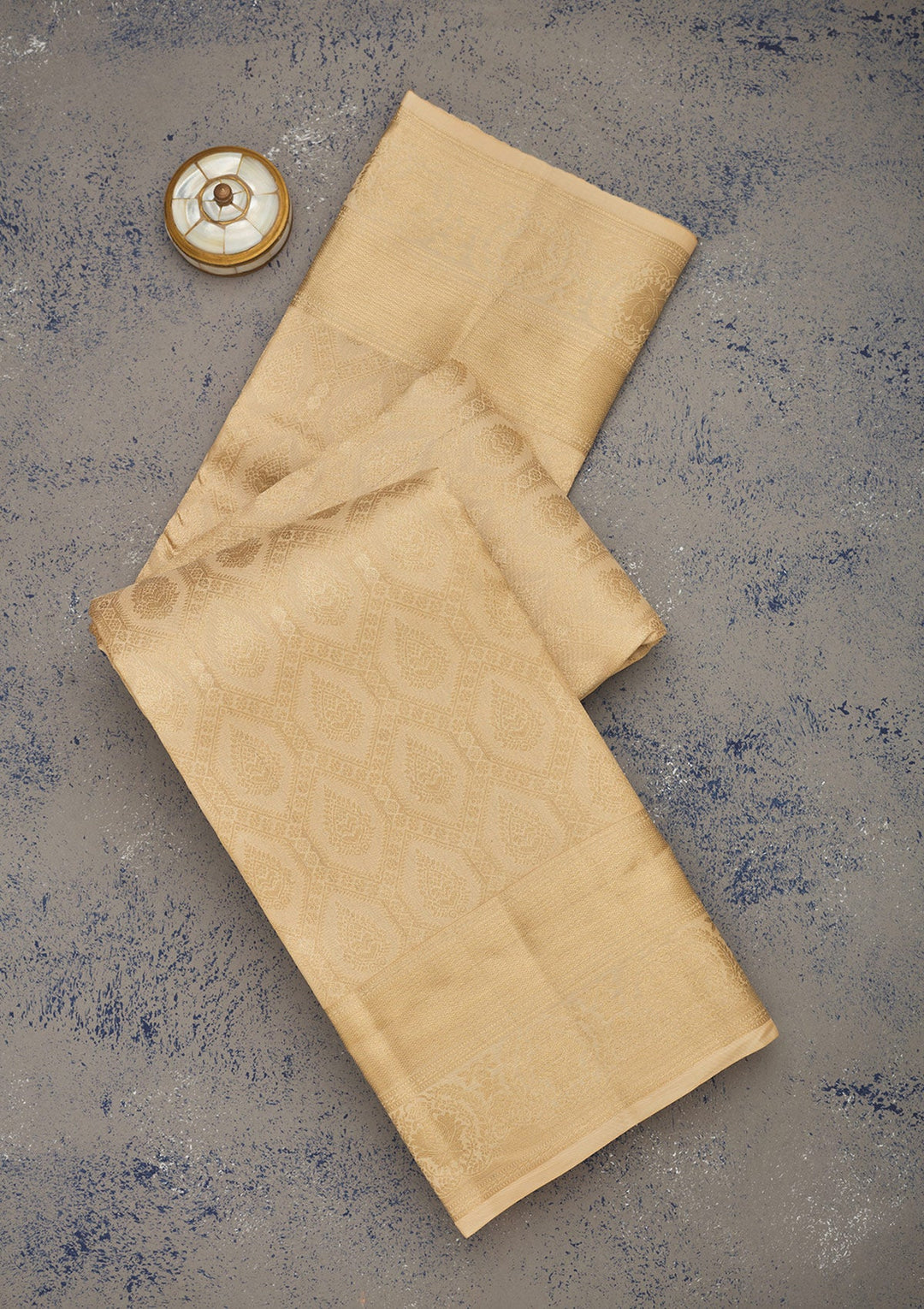 Beige Zariwork Pure Silk Saree-Koskii