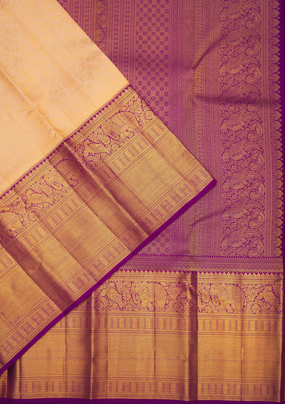 Beige Zariwork Pure Silk Saree