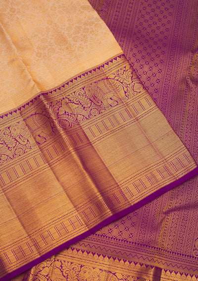 Beige Zariwork Pure Silk Saree