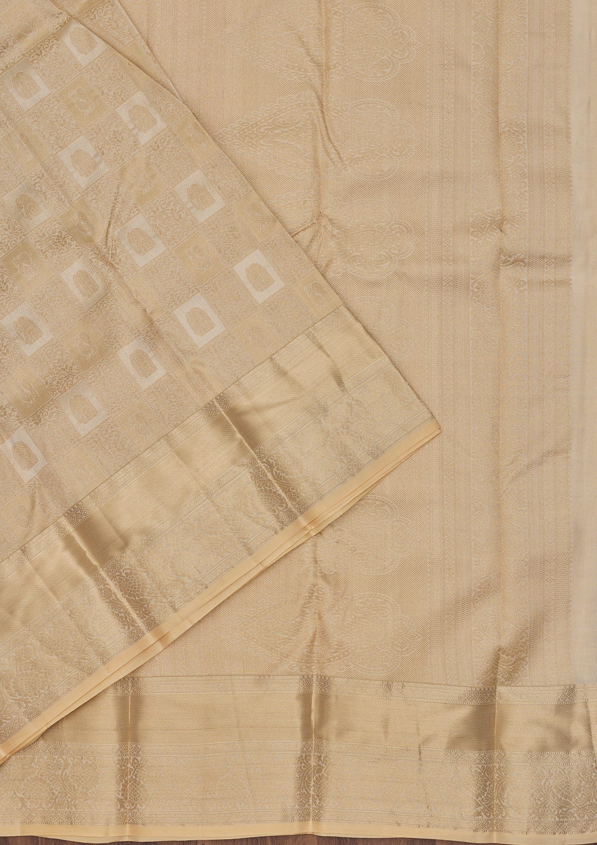 Beige Zariwork Pure Silk Saree