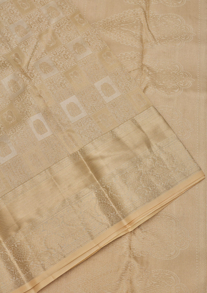 Beige Zariwork Pure Silk Saree