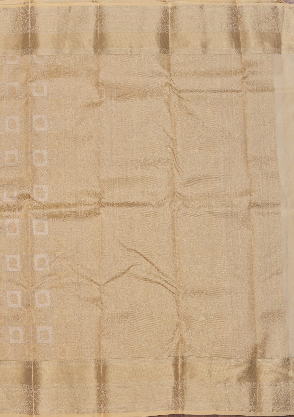 Beige Zariwork Pure Silk Saree