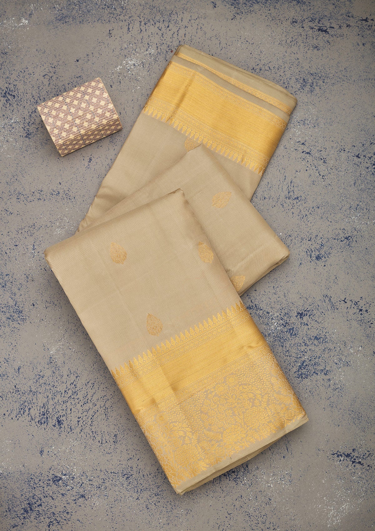 Beige Zariwork Pure Silk Saree-Koskii