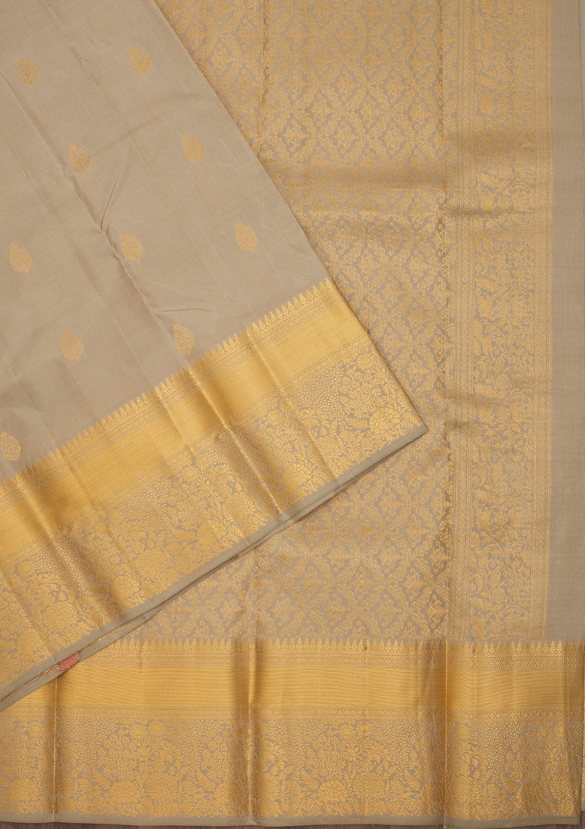 Beige Zariwork Pure Silk Saree