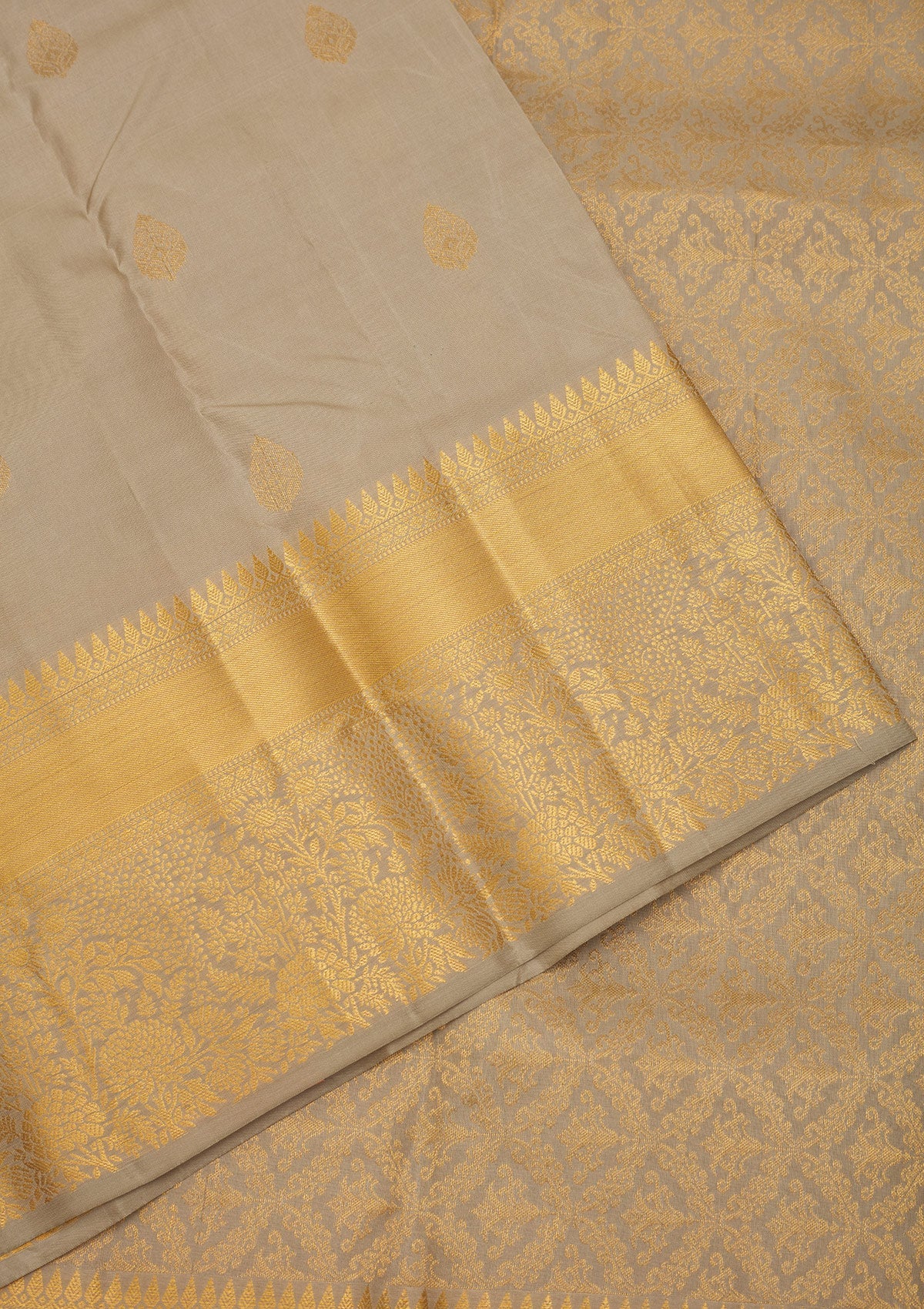 Beige Zariwork Pure Silk Saree