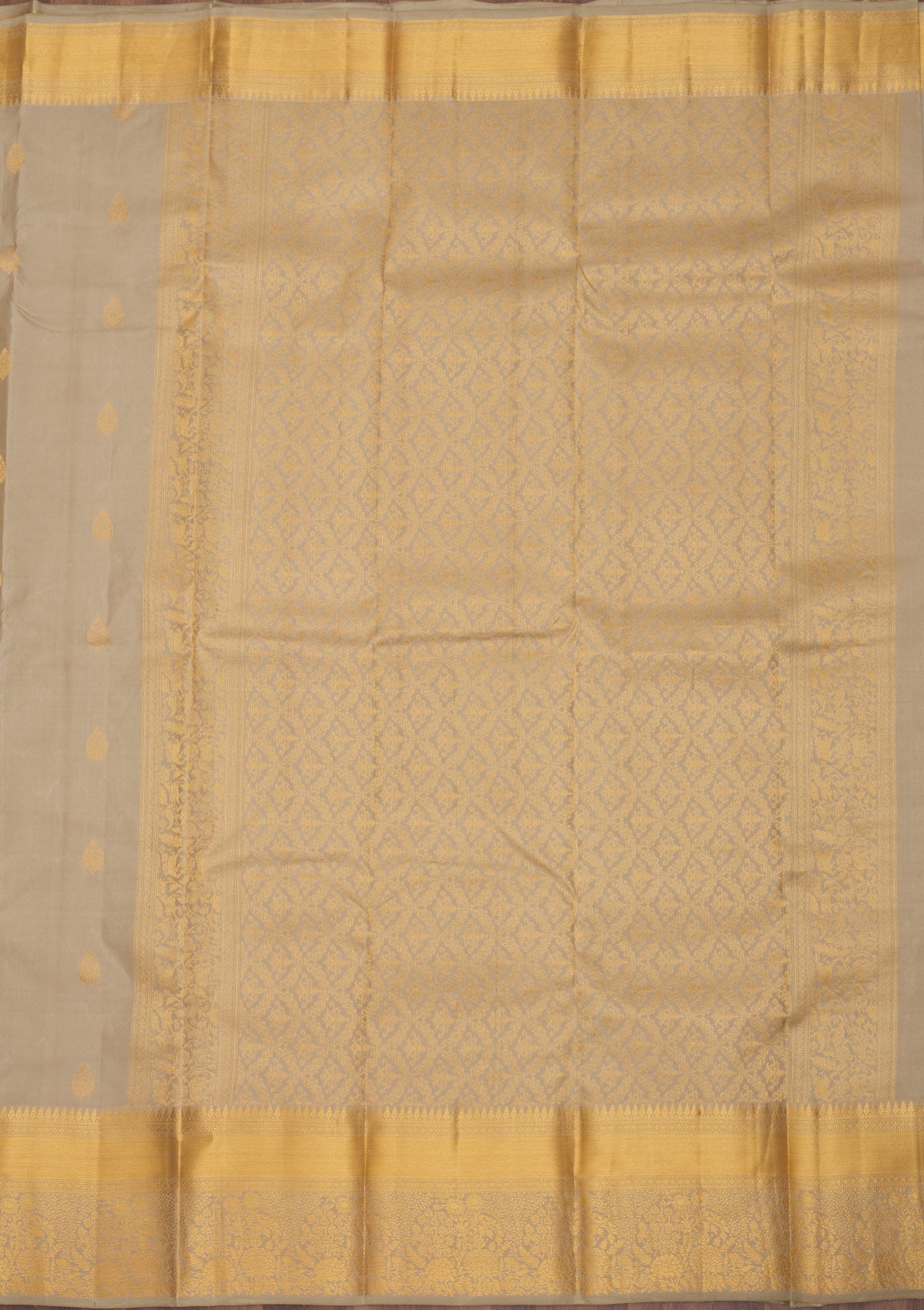 Beige Zariwork Pure Silk Saree