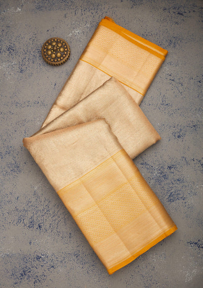 Beige Zariwork Pure Silk Saree-Koskii