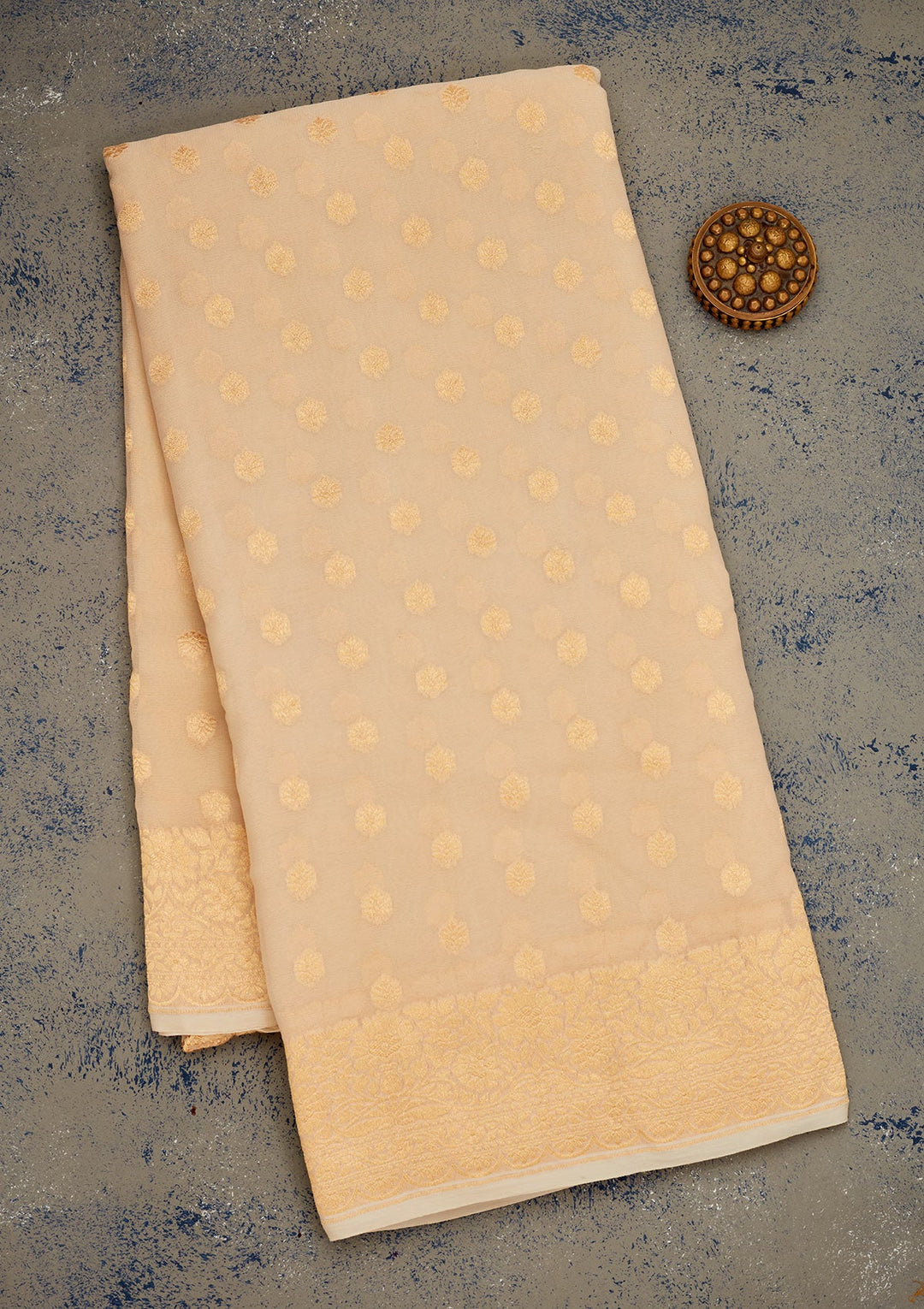 Beige Zariwork Pure Silk Saree-Koskii