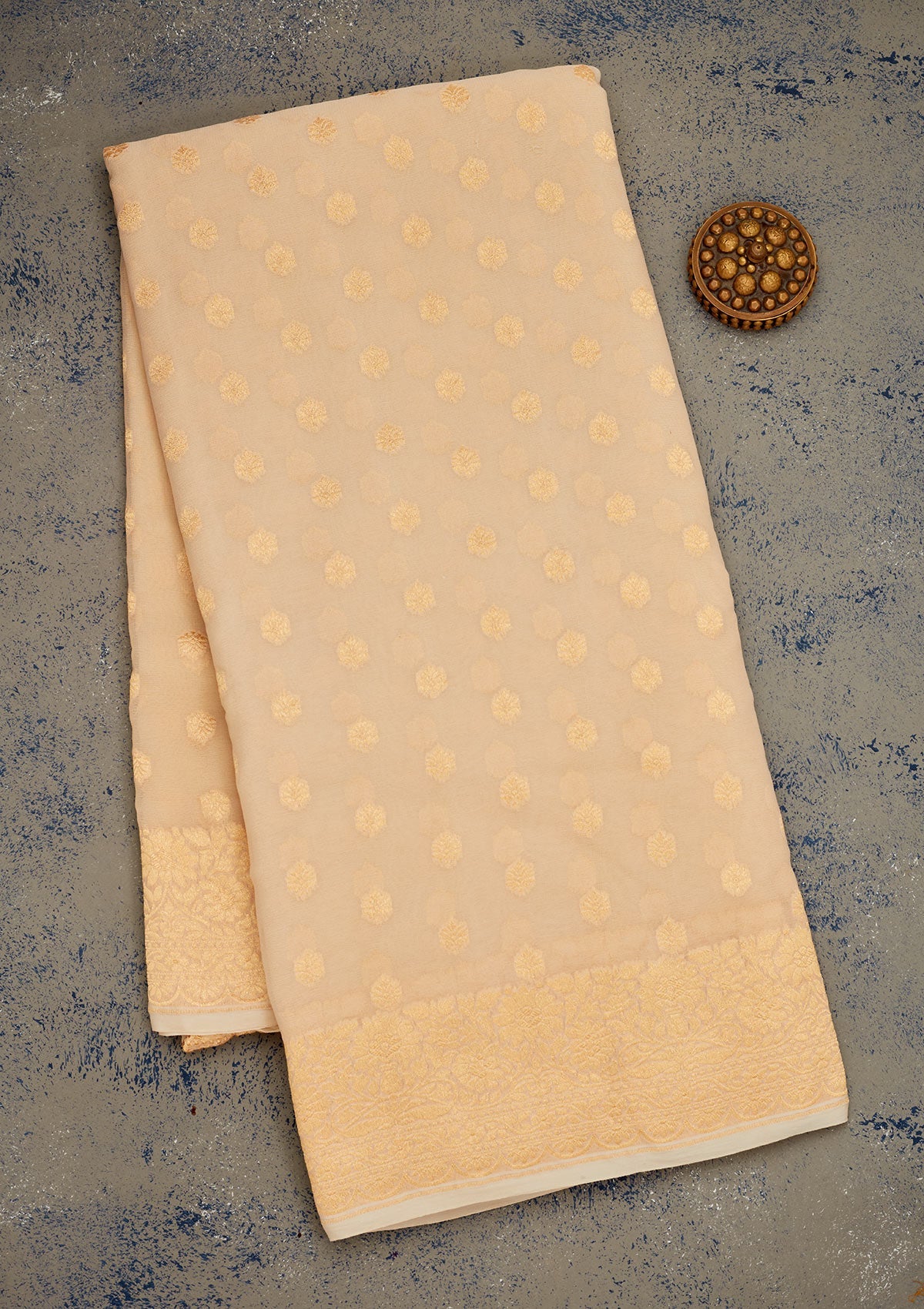 Beige Zariwork Pure Silk Saree-Koskii