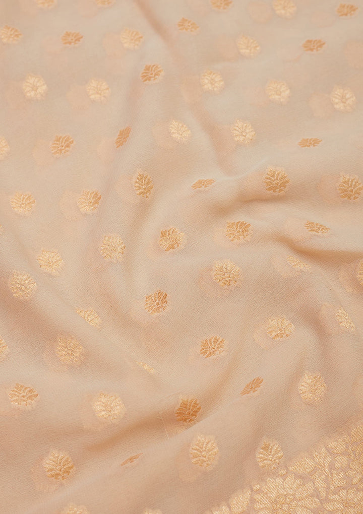 Beige Zariwork Pure Silk Saree-Koskii
