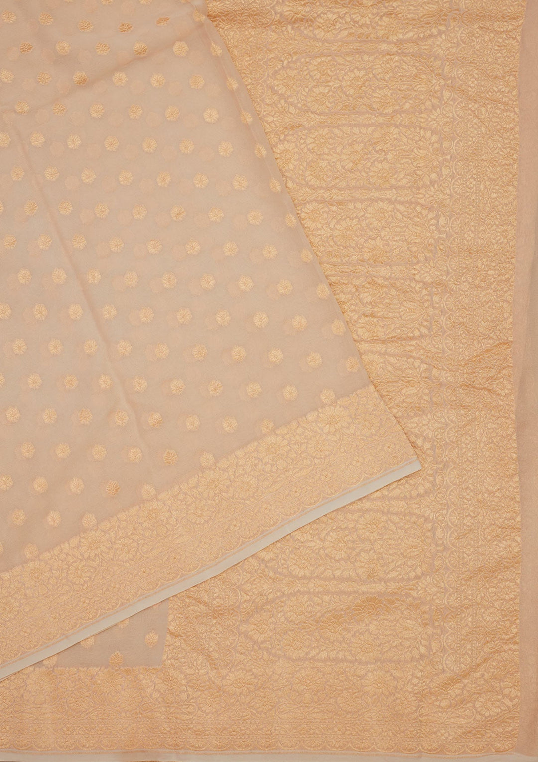 Beige Zariwork Pure Silk Saree-Koskii