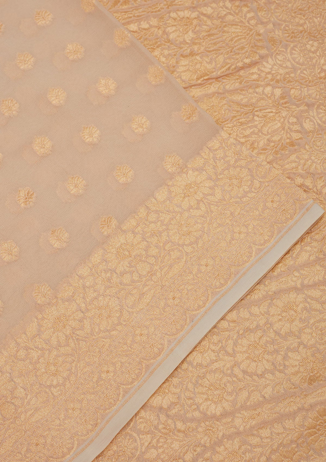 Beige Zariwork Pure Silk Saree-Koskii