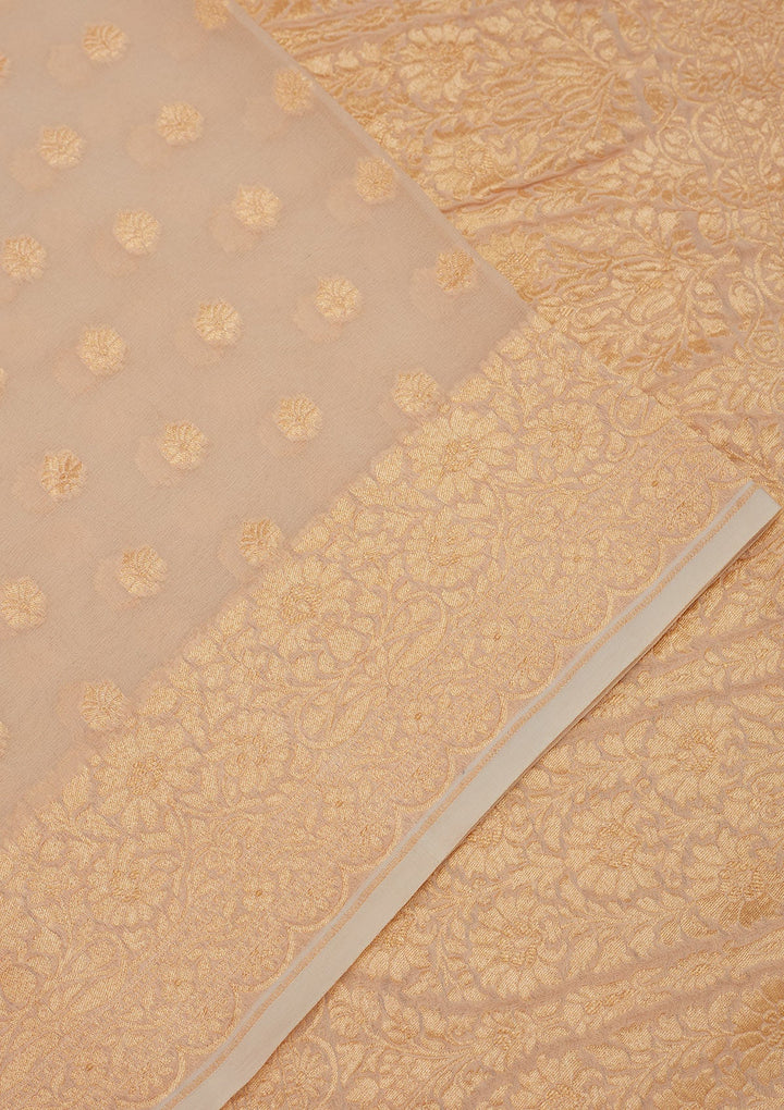 Beige Zariwork Pure Silk Saree-Koskii
