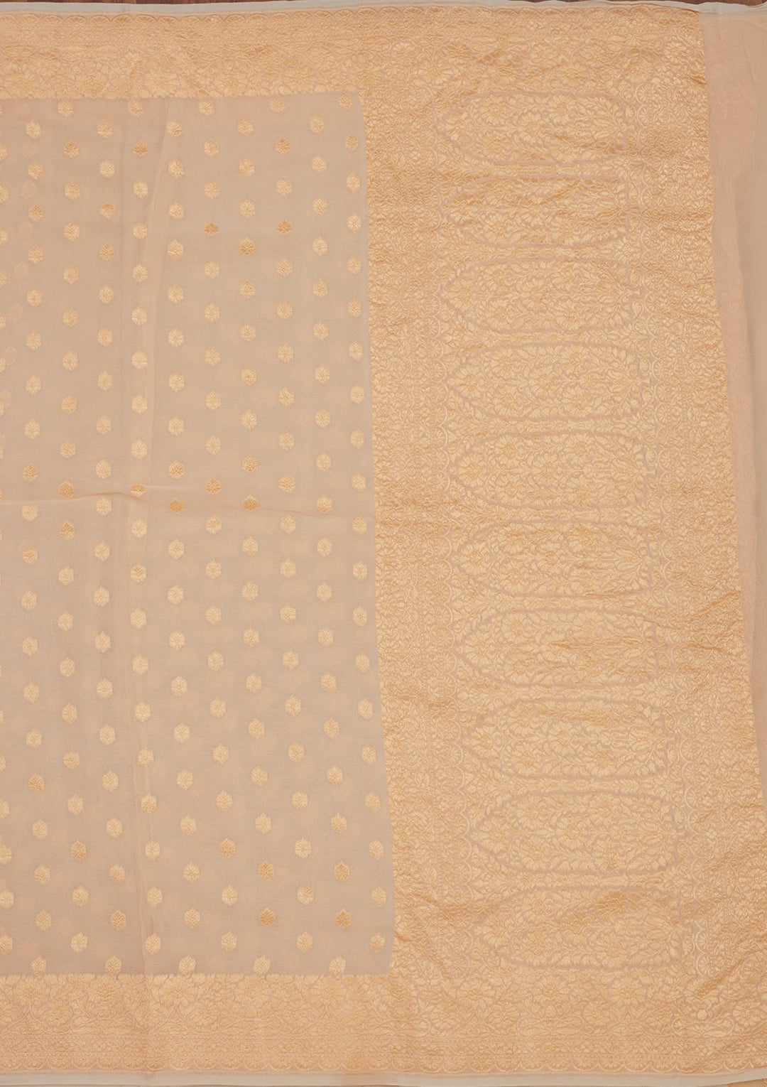 Beige Zariwork Pure Silk Saree-Koskii