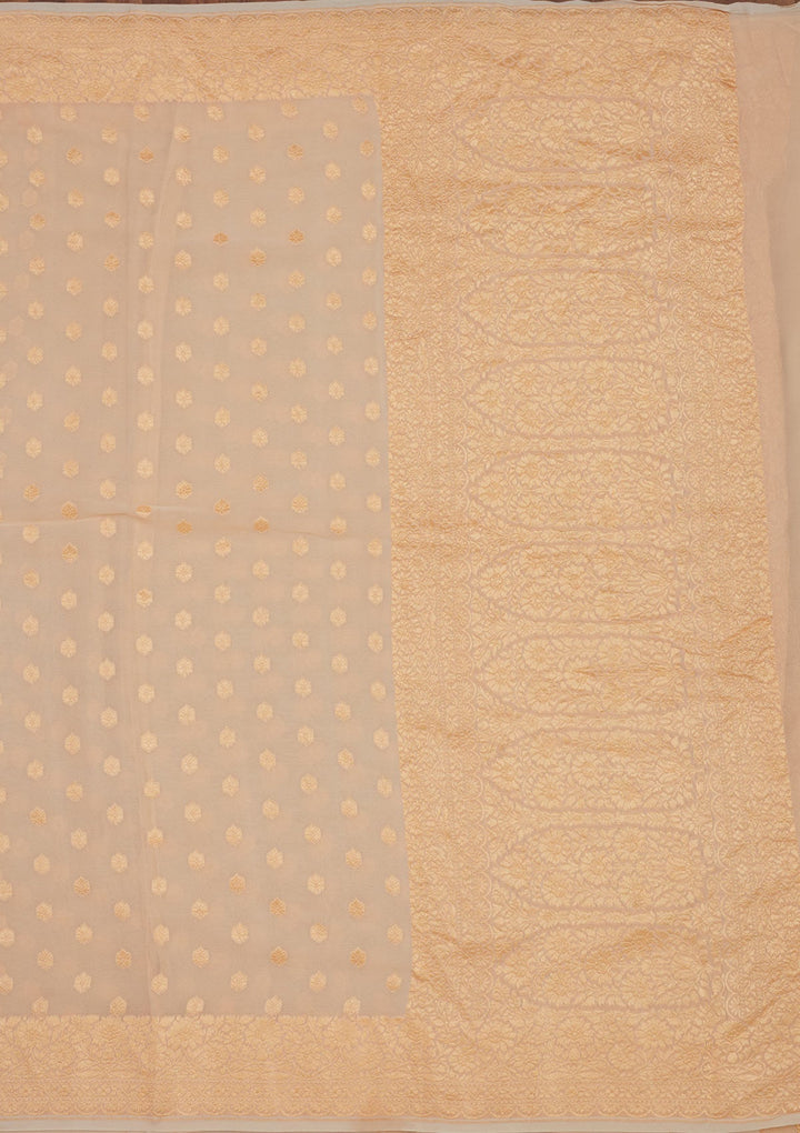 Beige Zariwork Pure Silk Saree-Koskii