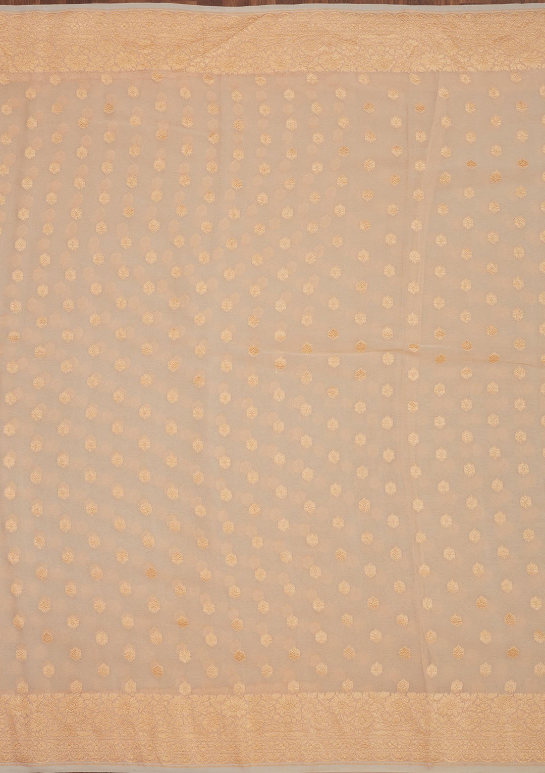 Beige Zariwork Pure Silk Saree-Koskii