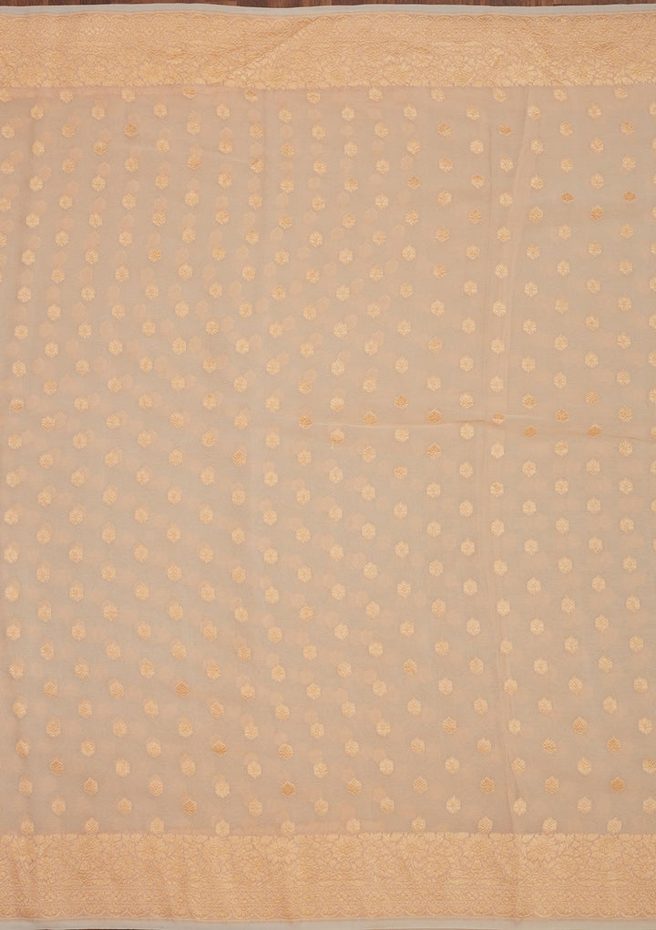 Beige Zariwork Pure Silk Saree-Koskii