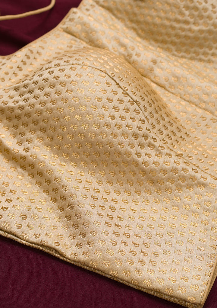 Beige Zariwork Raw Silk Blouse-Koskii