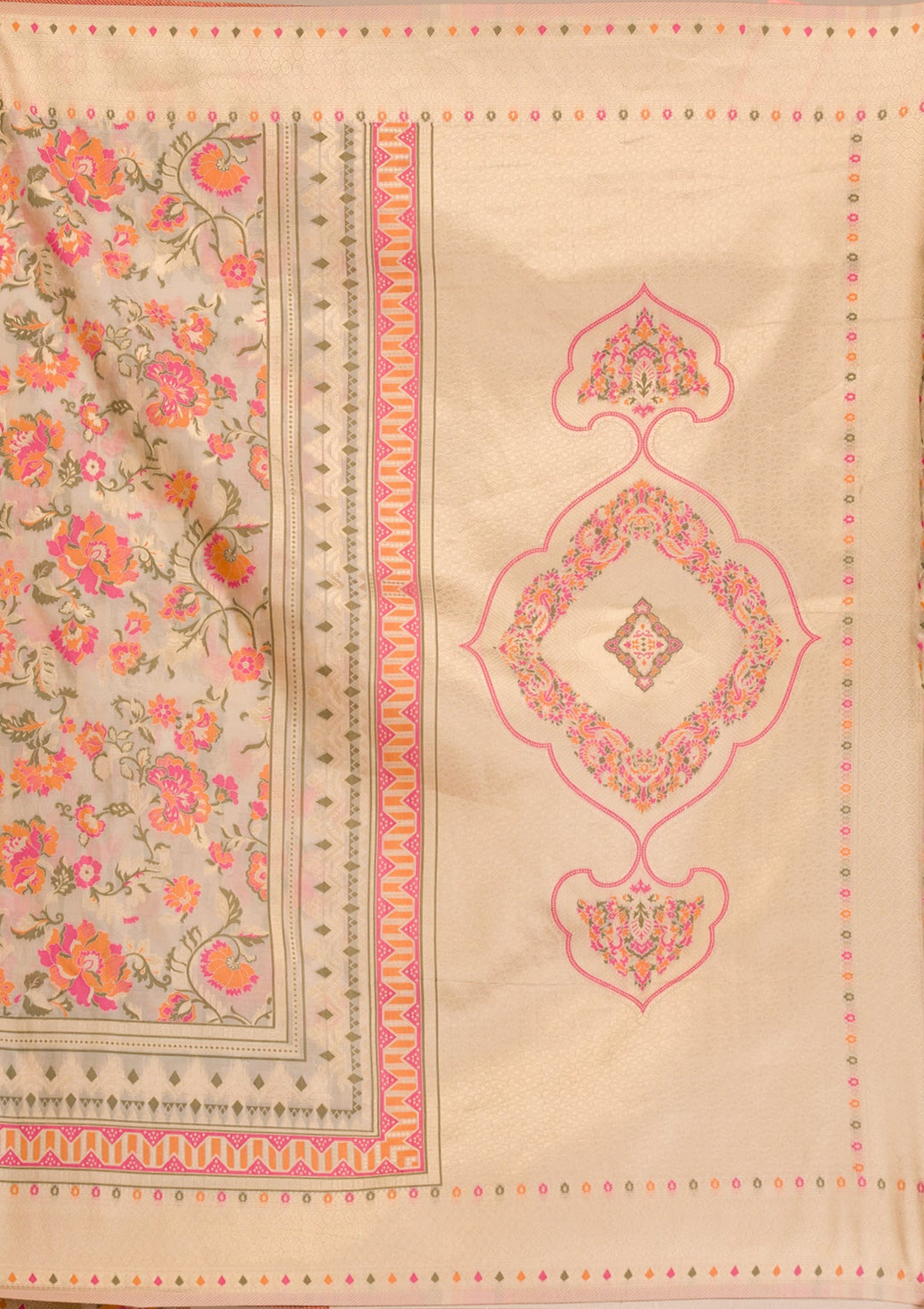 Beige Zariwork Soft Silk Saree-Koskii