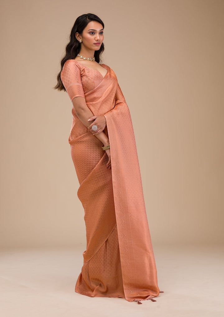 Beige Zariwork Soft Silk Saree-Koskii