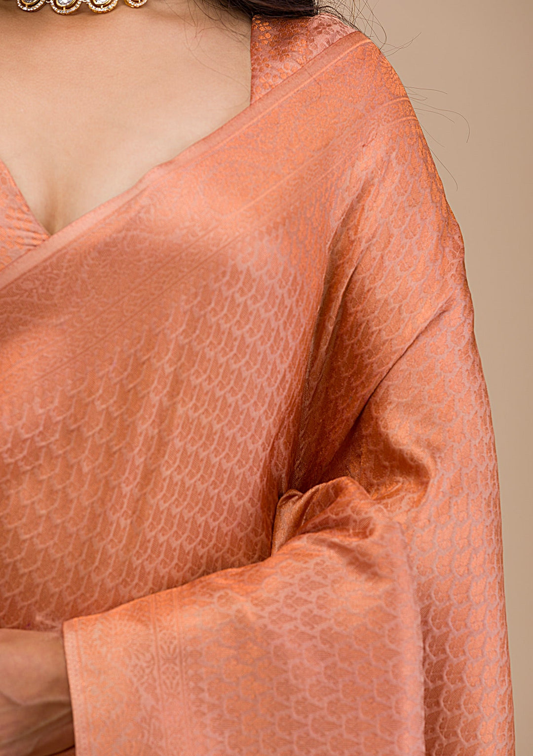 Beige Zariwork Soft Silk Saree-Koskii