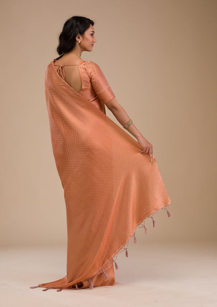 Beige Zariwork Soft Silk Saree-Koskii