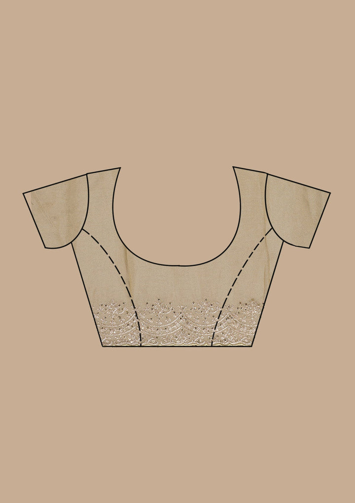 Beige Zariwork Tissue Saree-Koskii