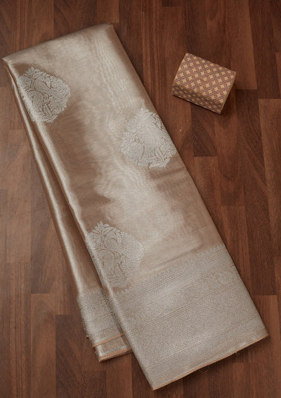 Beige Zariwork Tissue Saree-Koskii