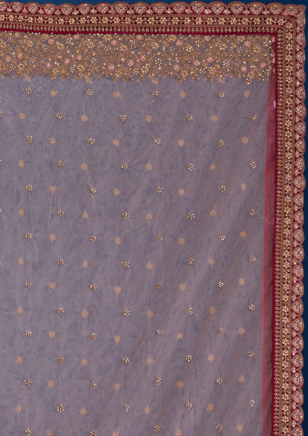 Beige Zariwork Velvet Readymade Lehenga-Koskii