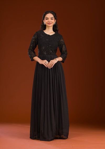 Black Cutdana Georgette Readymade Salwar Suit