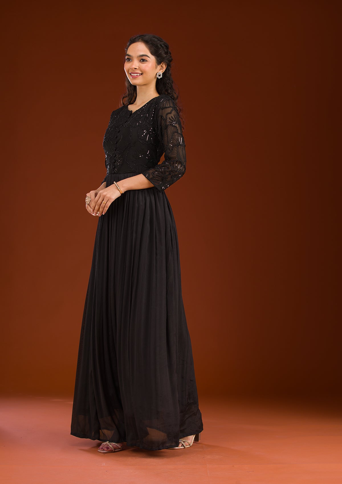 Black Cutdana Georgette Readymade Salwar Suit