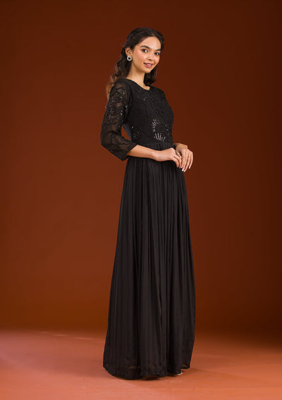 Black Cutdana Georgette Readymade Salwar Suit