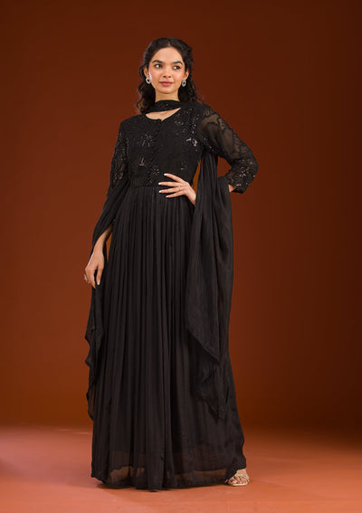 Black Cutdana Georgette Readymade Salwar Suit