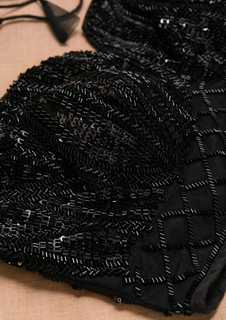 Black Cutdana Net Blouse-Koskii